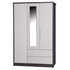 Aruba Grey with Sand Gloss 3 Door Combi Wardrobe with Mirror